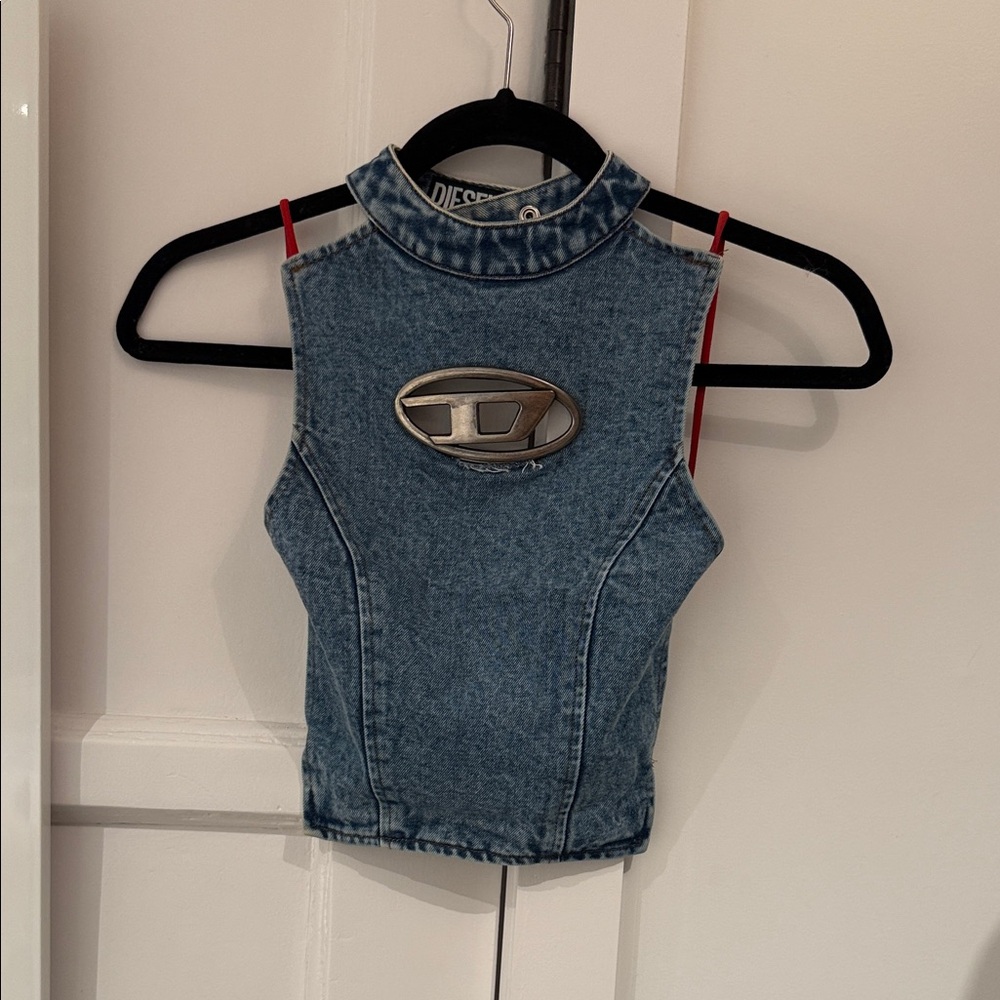 Diesel Denim Sleeveless Top with Logo